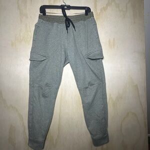 FLX Light Gray Cargo Pants with Elastic Waistband and Tapered Legs